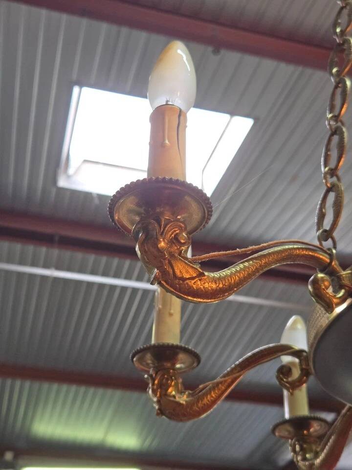 Empire-style chandelier in finely chiselled and gilded bronze