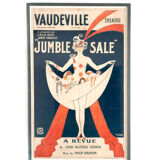 Original, framed, vintage poster, wall art, London's Vaudeville Theatre poster for the show "Jumble Sale"