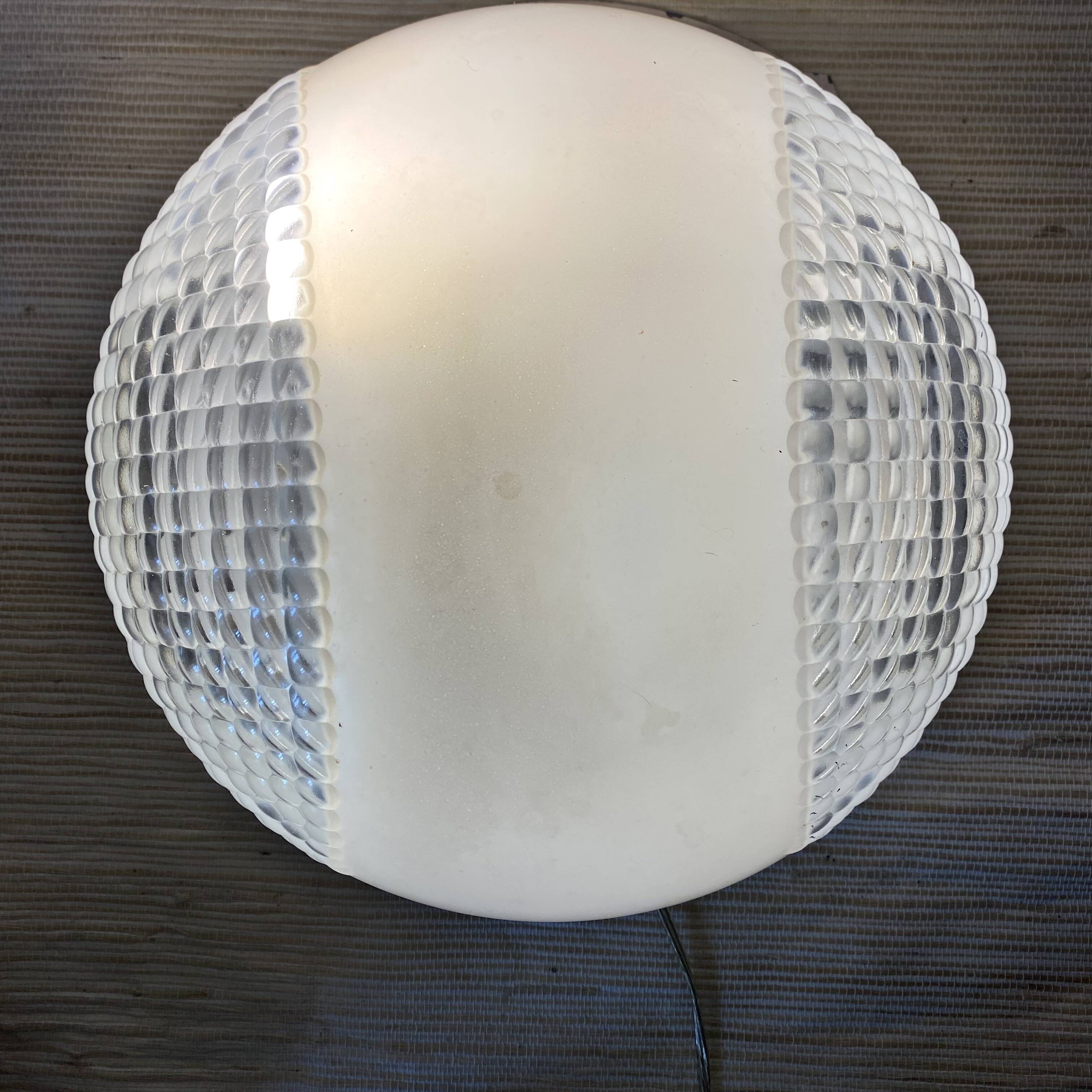 Industrial glass ceiling light, 60s-70s