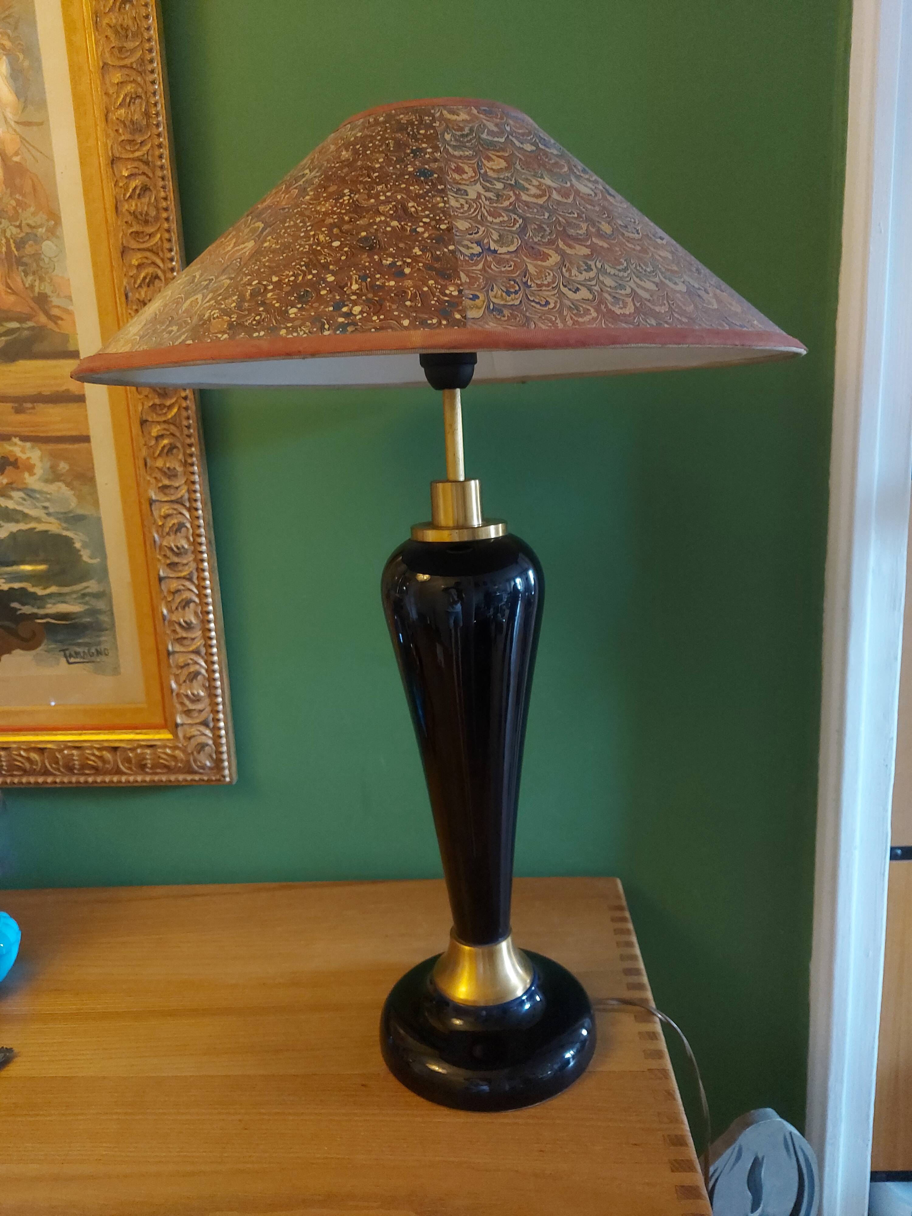 Large cobalt blue ceramic lamp stand