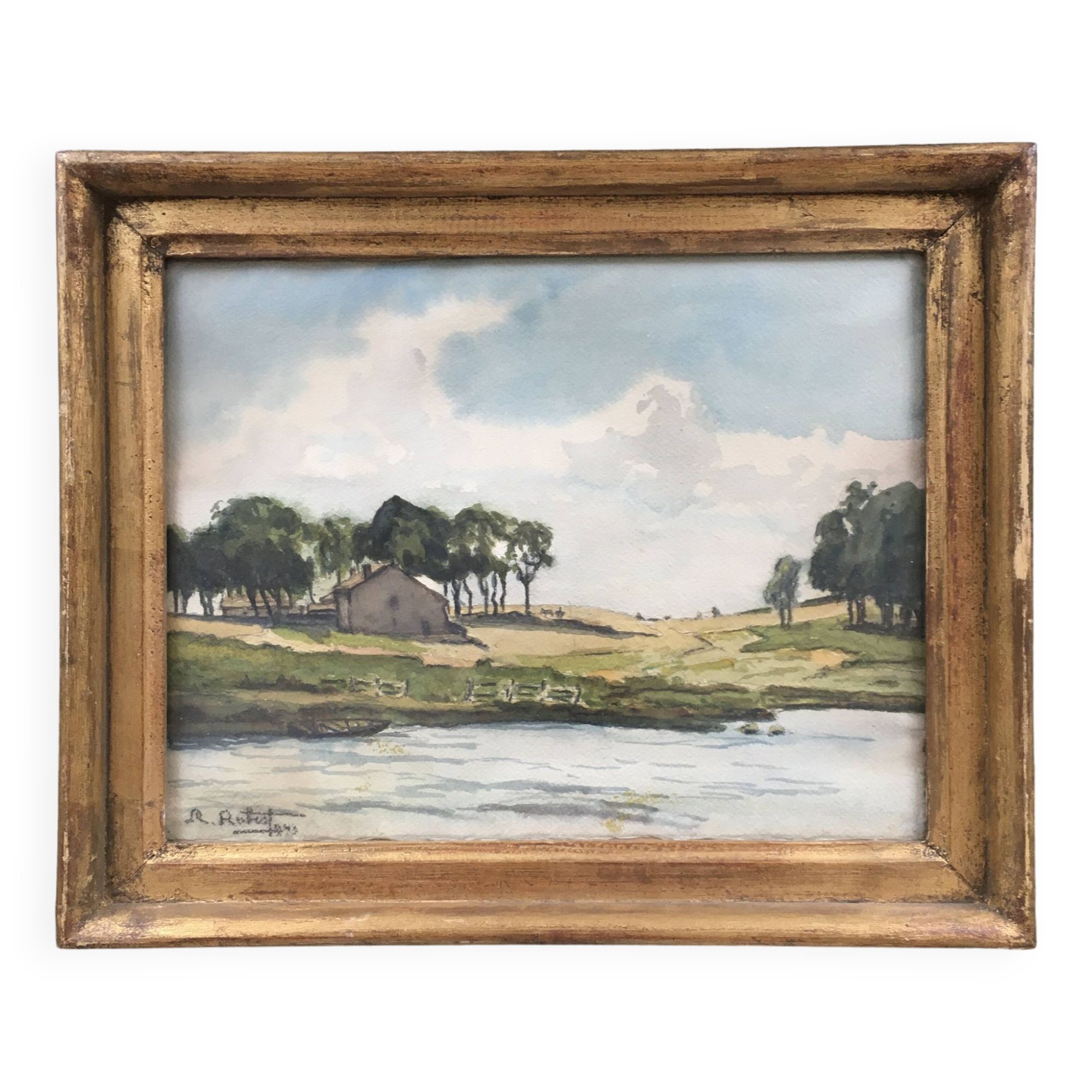 Watercolor signed M.Aubert 1943