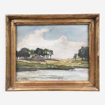 Watercolor signed M.Aubert 1943