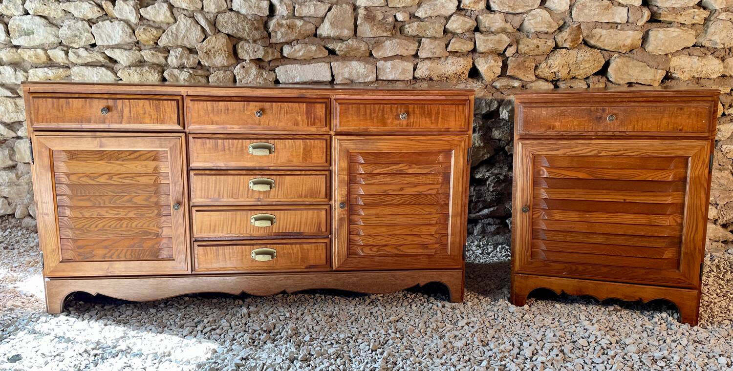 Low sideboard and jam cupboard set - solid wood