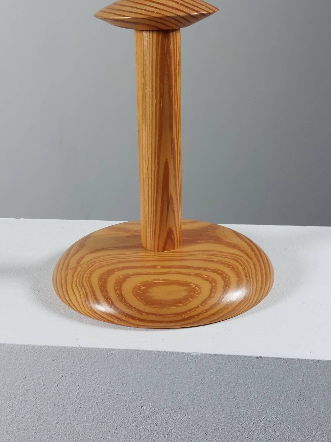 Postmodern vintage pine wood table lamp from the 1980s.