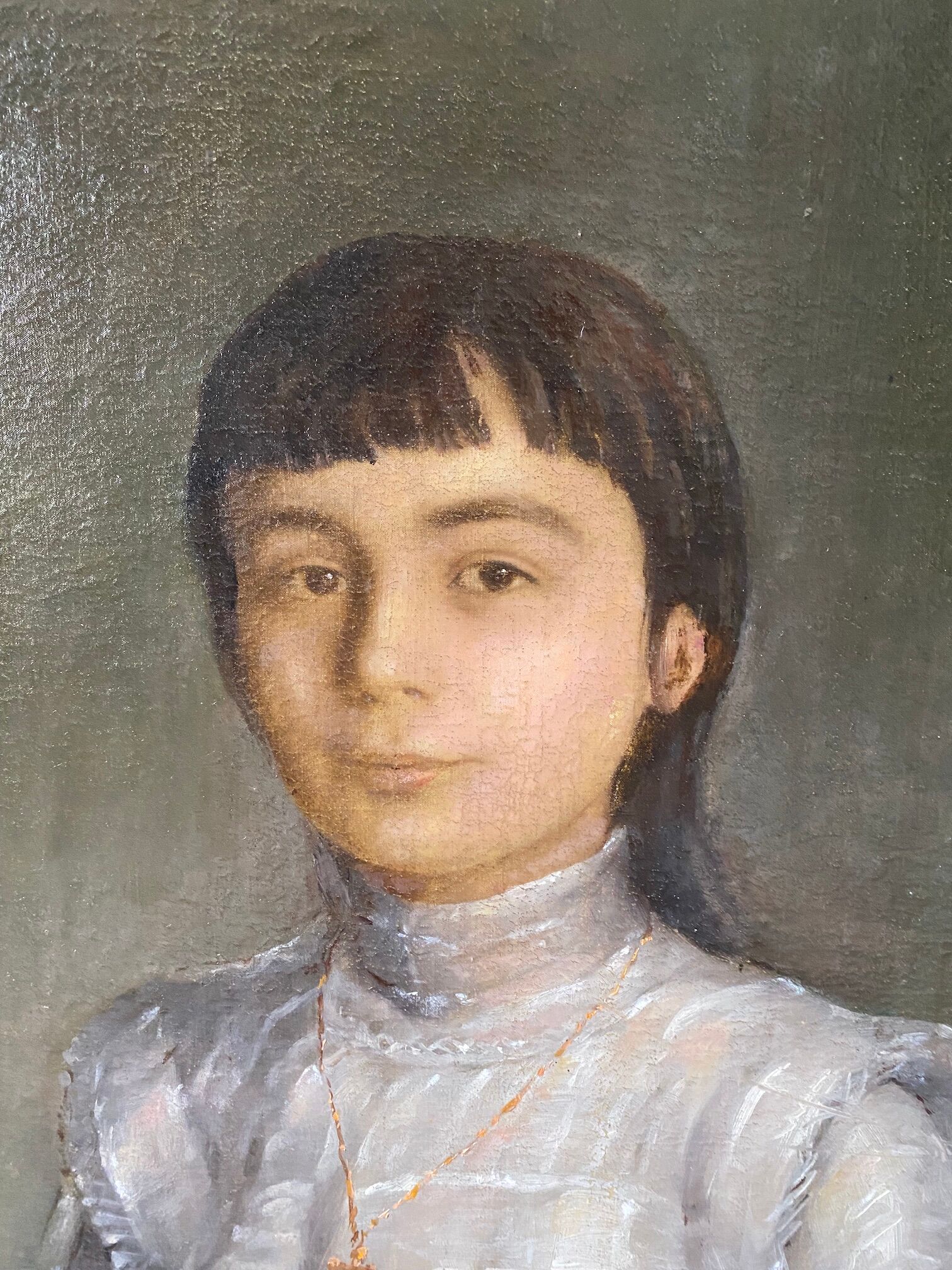 Portraits of young people oil on canvas signed 1914