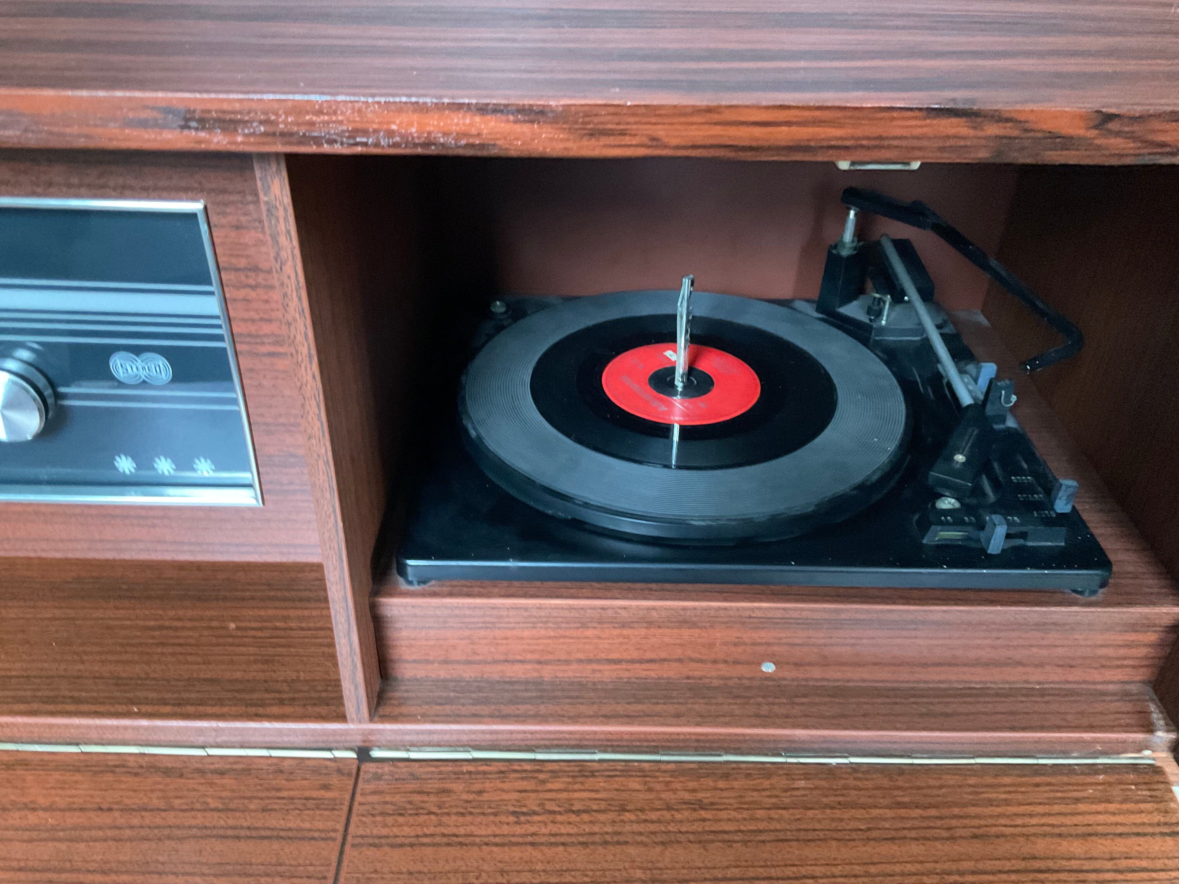 Vintage TV sideboard with radio and turntable.