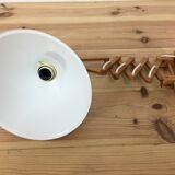 60s accordion sconce, pine, yellow metal reflector