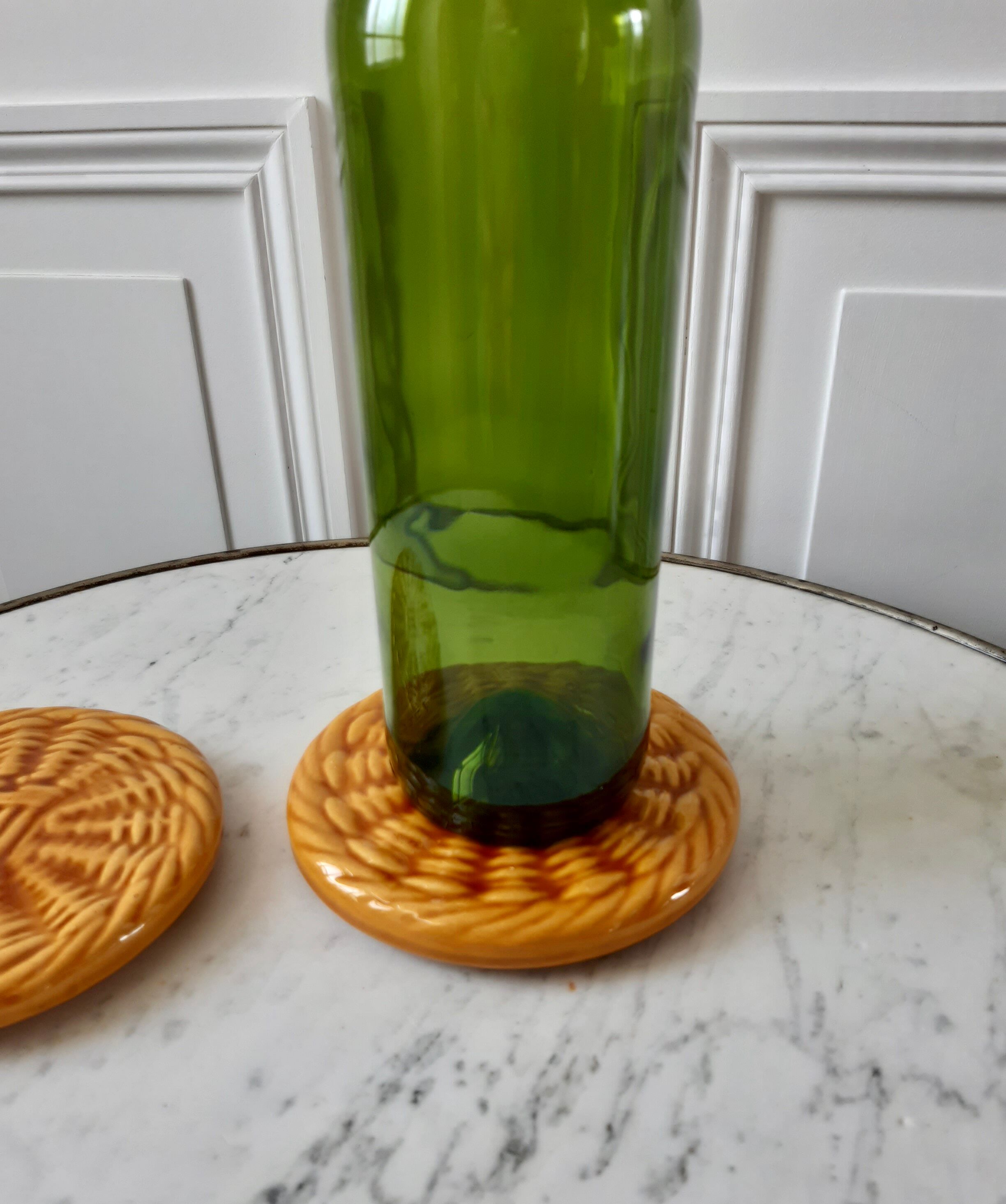 Duo of bottles Vallauris imitation wicker