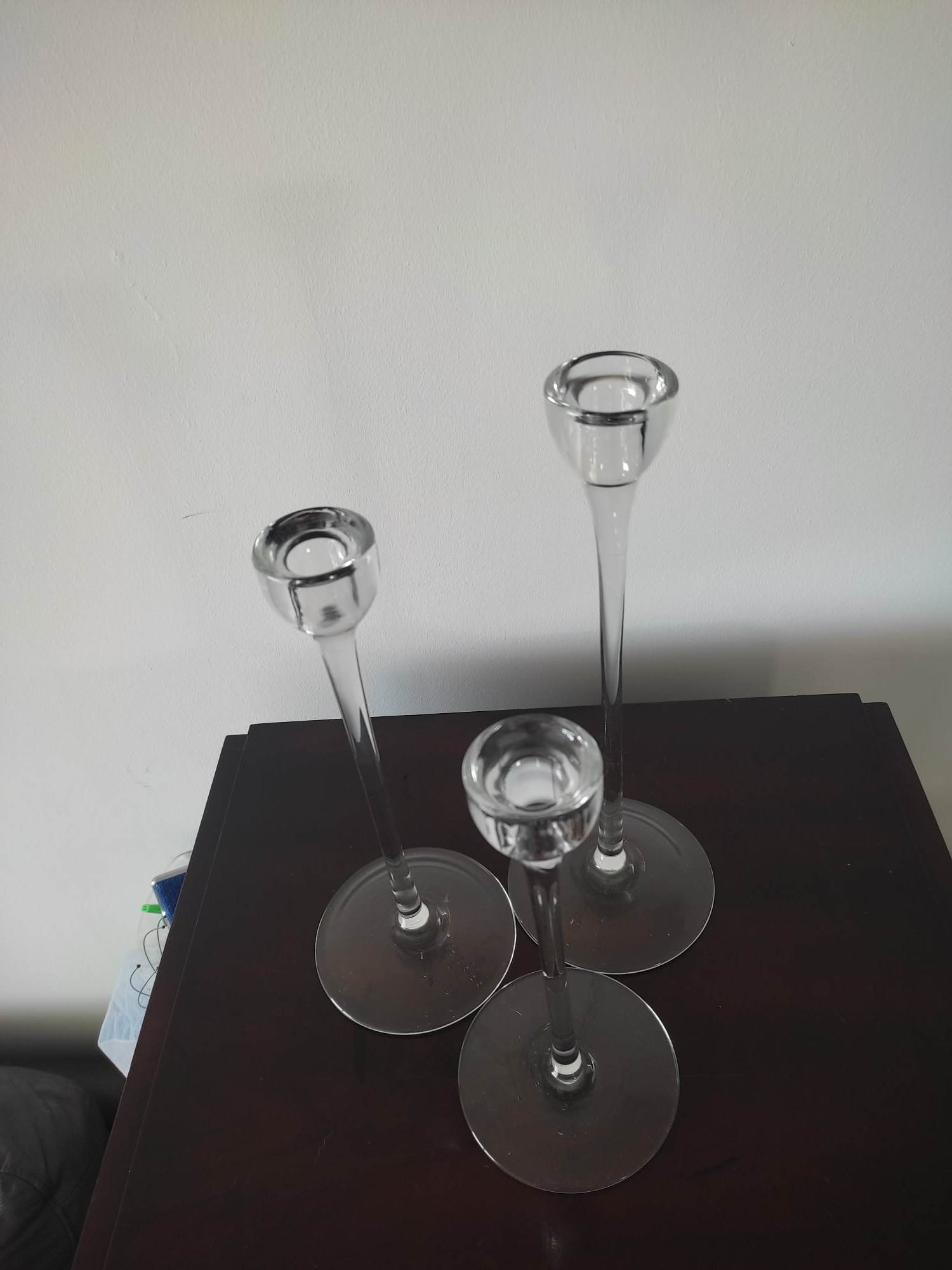 Set with 3 glass candle holders