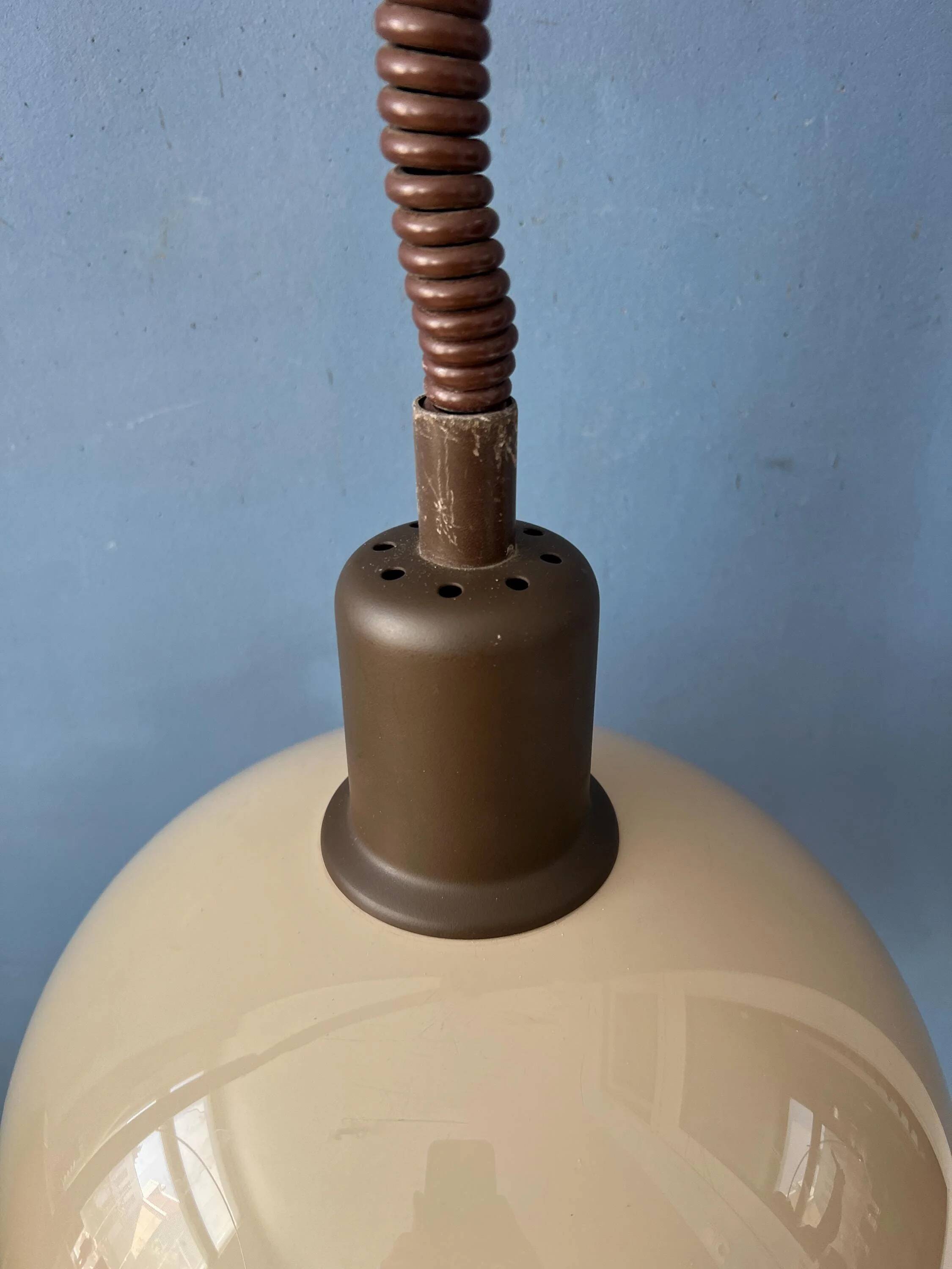 Suspension vintage champignon beige en verre acrylique