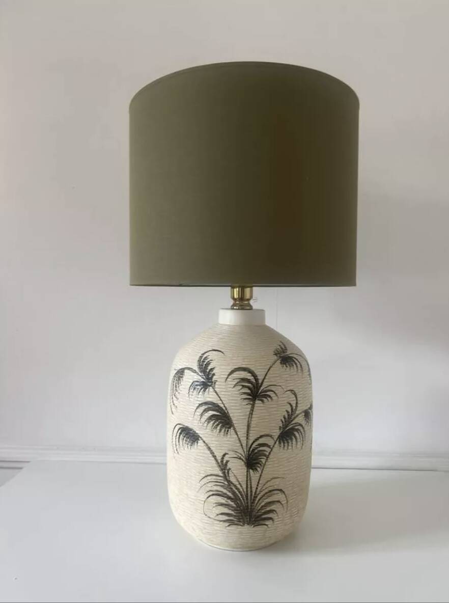 Mid-Century Modern Floral Ceramic Table Lamp