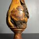 Sculptural artisanal brutalist midcentury burl wood turned table lamp 1960s