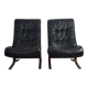 Pair of leather Siesta armchairs by Ingmar Relling for Westnofa, 1970s