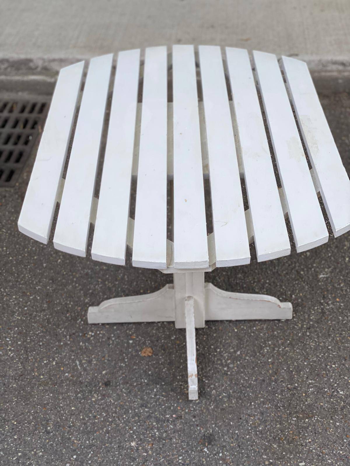 White solid wood bistro style garden table for 4 people