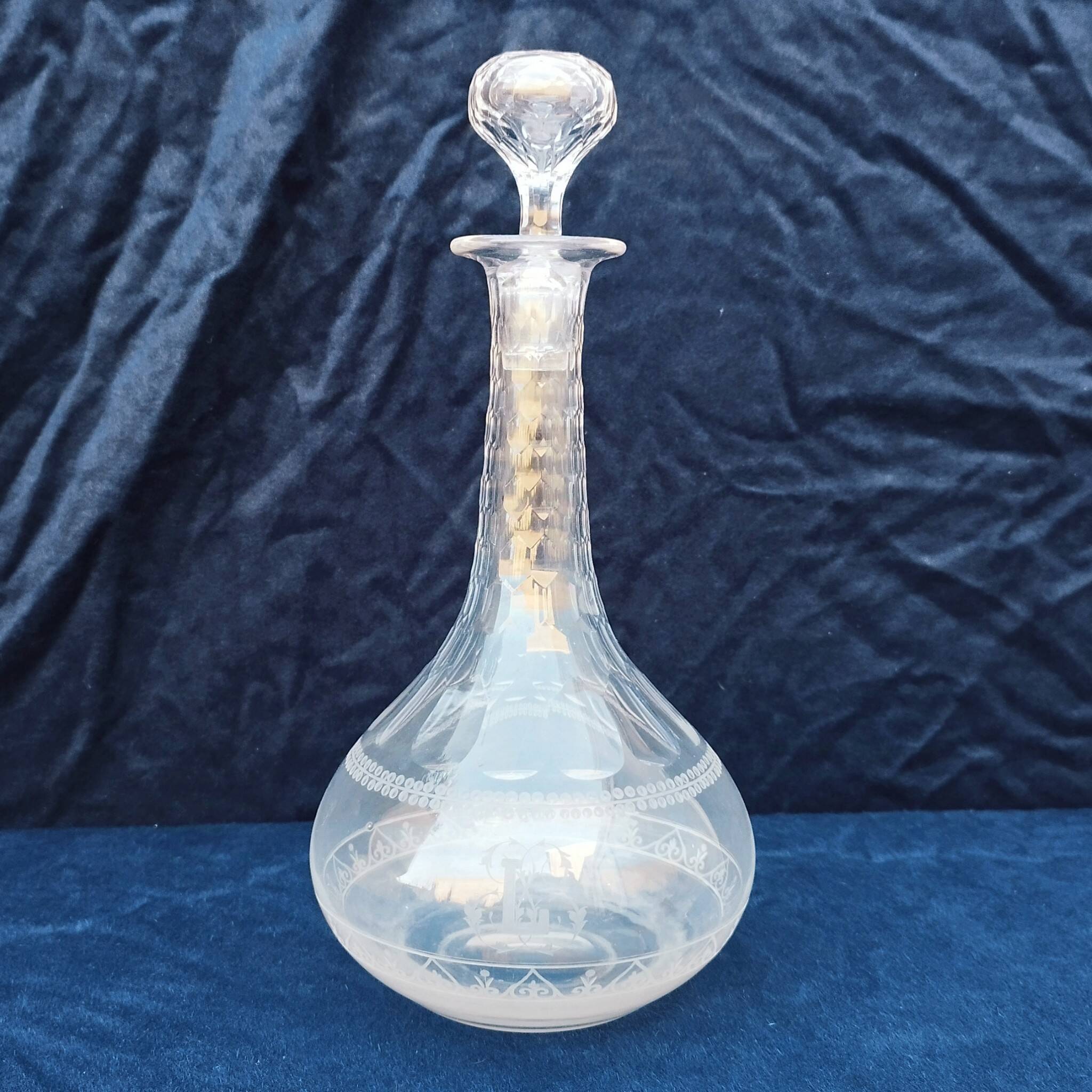 Baccarat crystal carafe monogram 19th century