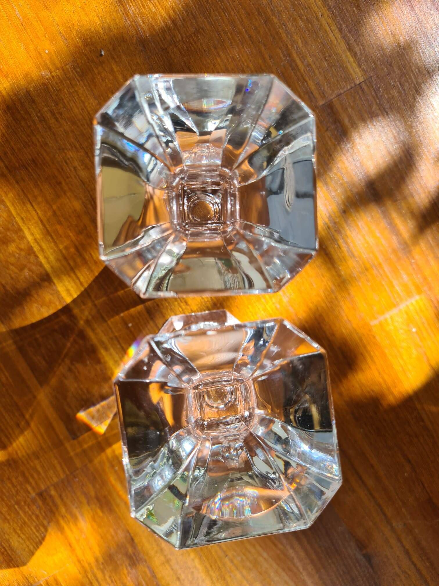 Pair of crystal candlesticks by Villeroy & Boch – 1970s – Perfect condition