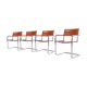 4 Matteo Grassi leather cogna cantilever armchairs