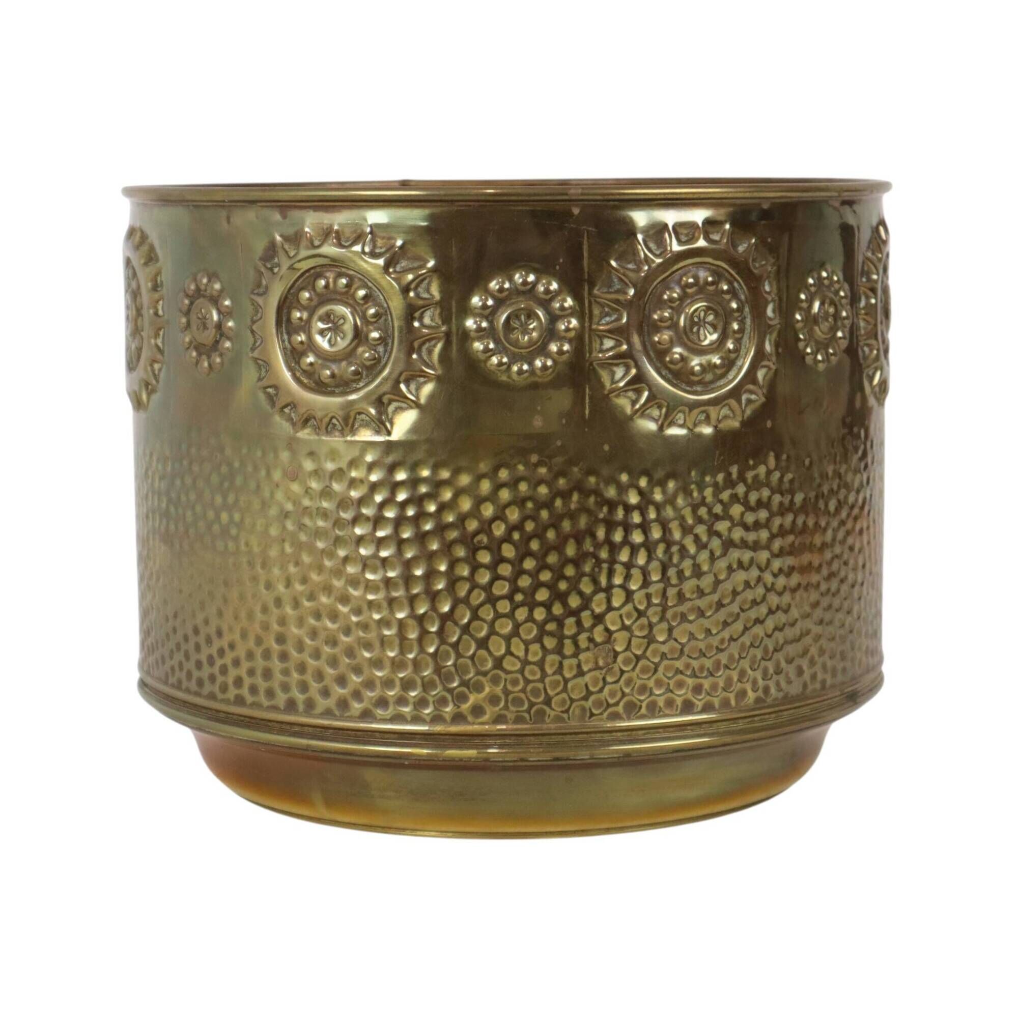 Large Brass Jardinière / Firewood Bin with Repoussé Work