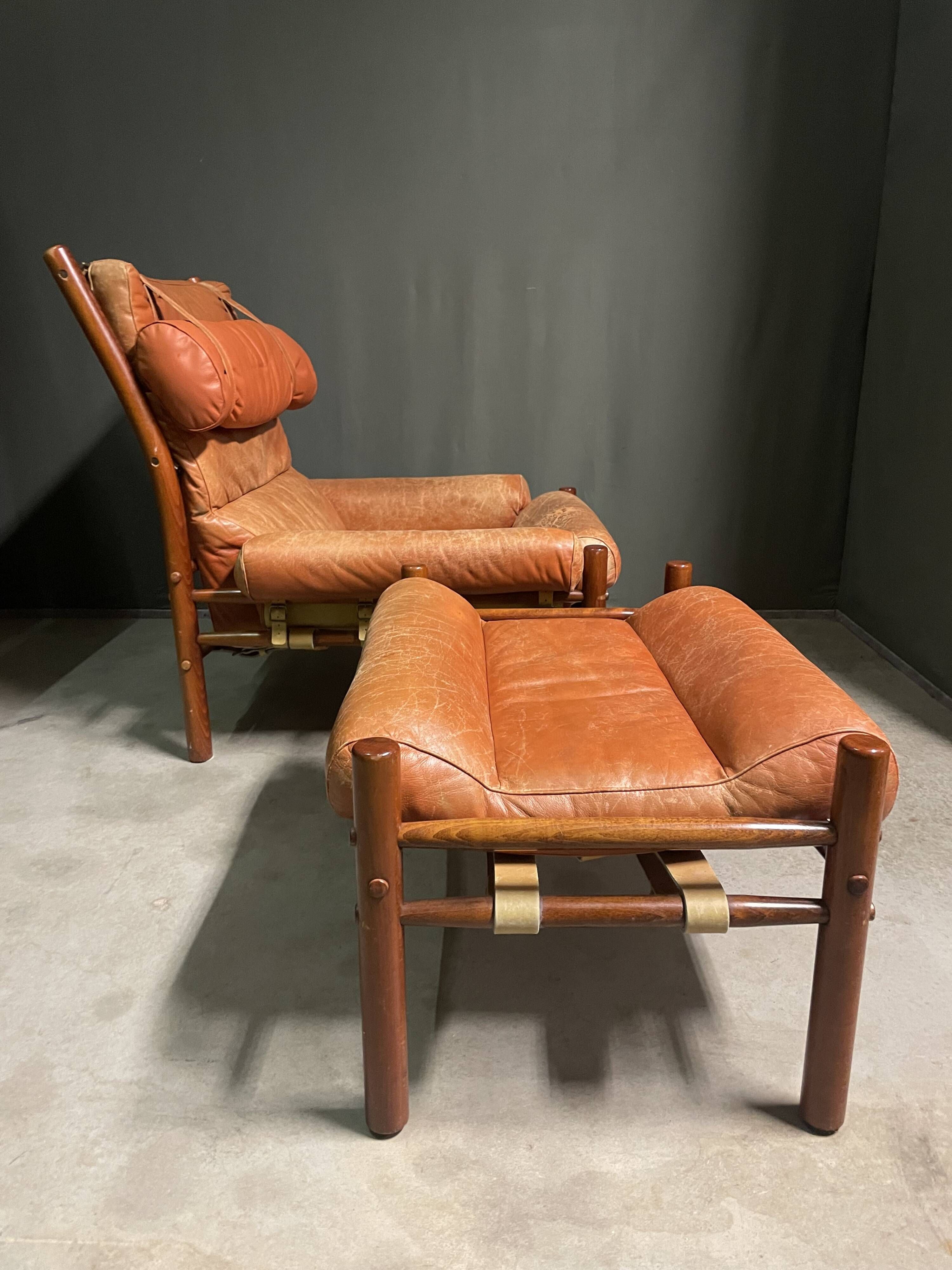 Arne Norell Inca Lounge Chair and footstool Sweden 1960's
