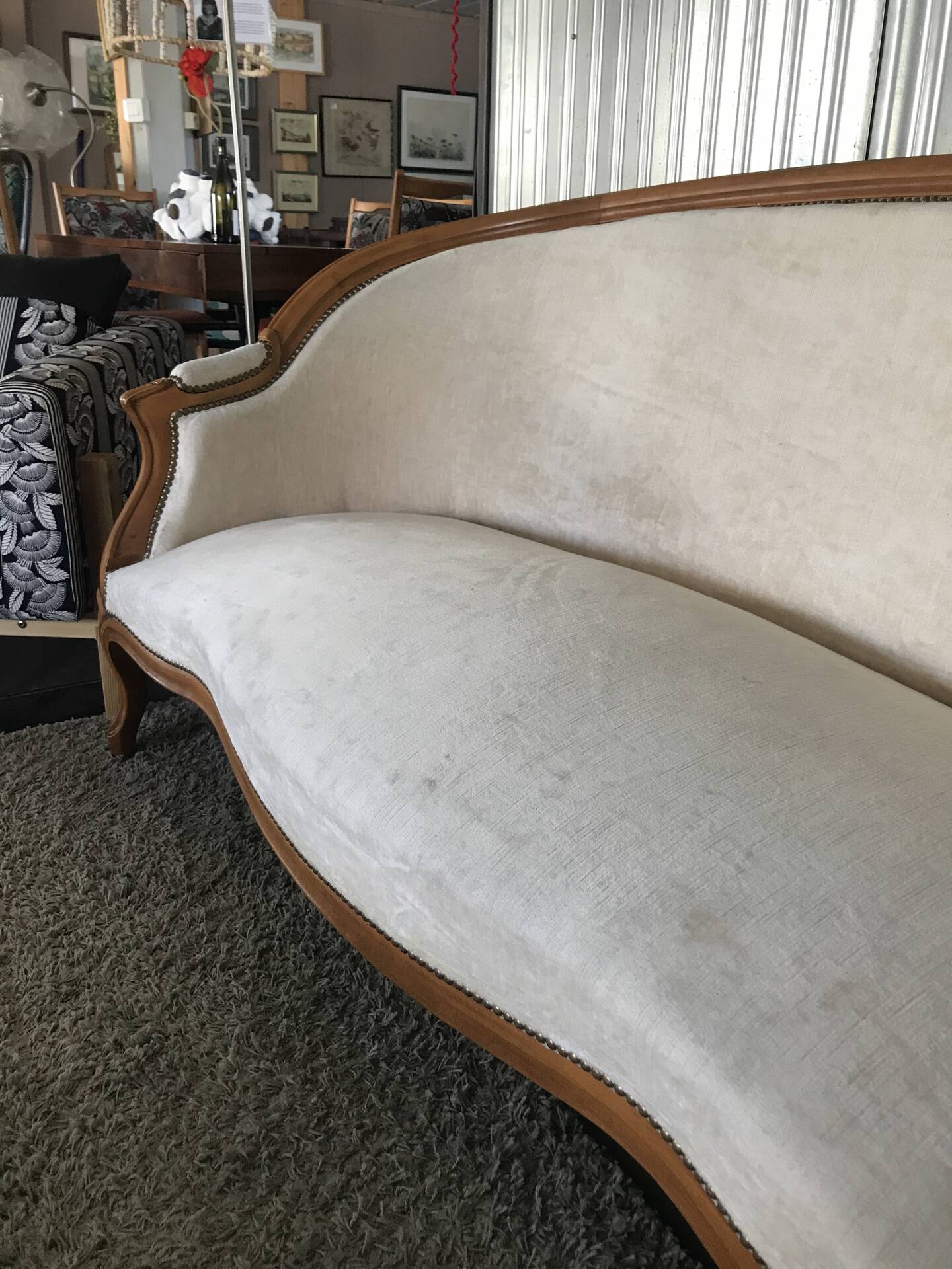 Louis XV style three-seater basket sofa