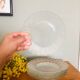 Duralex dessert plates in the shape of a daisy flower, transparent glass