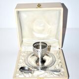 Vintage cockroster in openwork silver metal in its original case