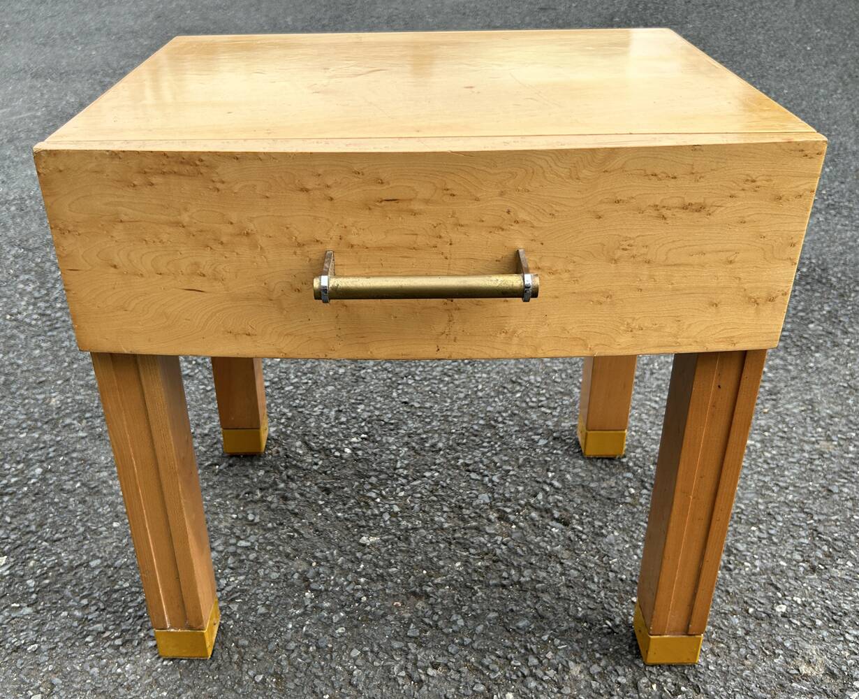 Bedside table, end table, blond wood, 80s