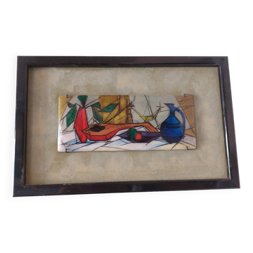 Enameled painting by the artist Tugomir Huberger, master enameler Jean Bétourné, Limoges