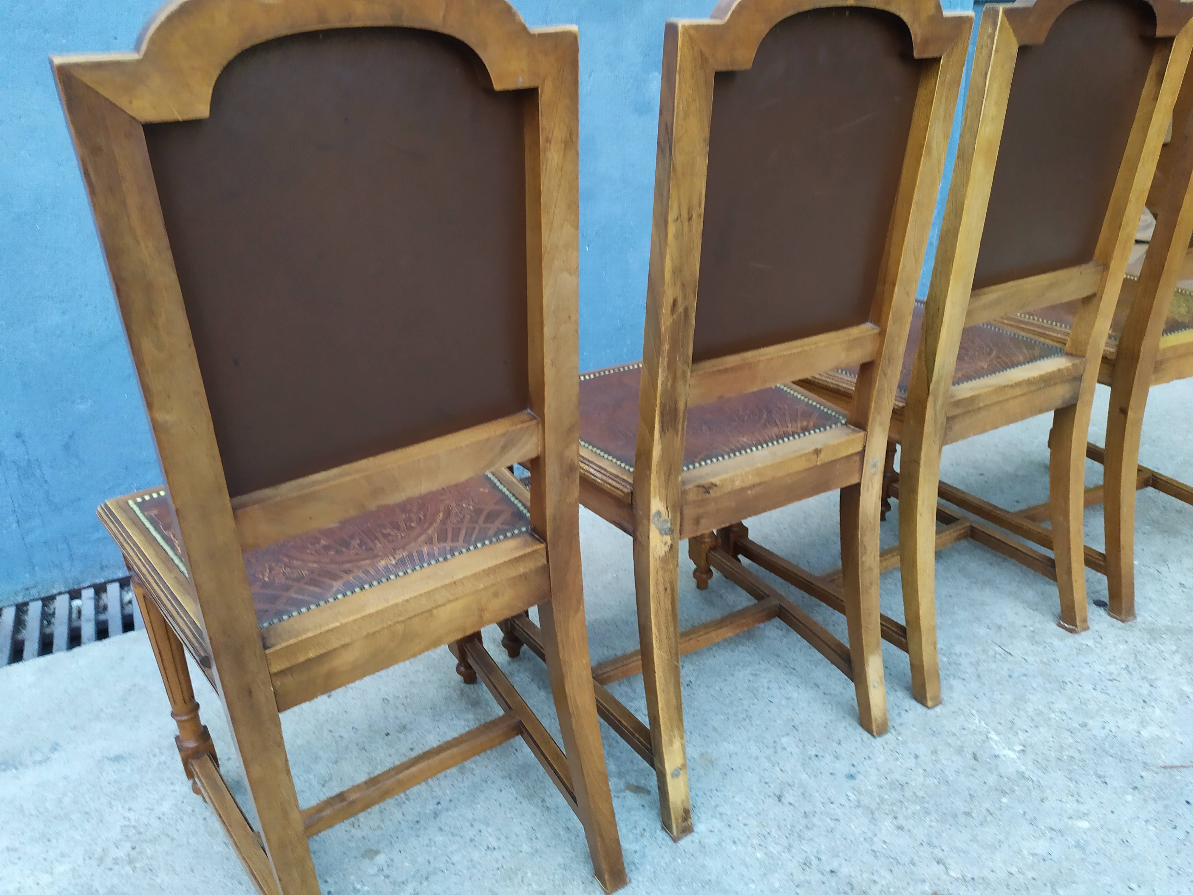 4 Louis XVI leather chairs