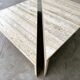 Up & Up large Italian Brutalist travertine coffee table, two-piece geometric mod