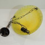 1970s vintage yellow speckled glass suspension – retro chain chandelier