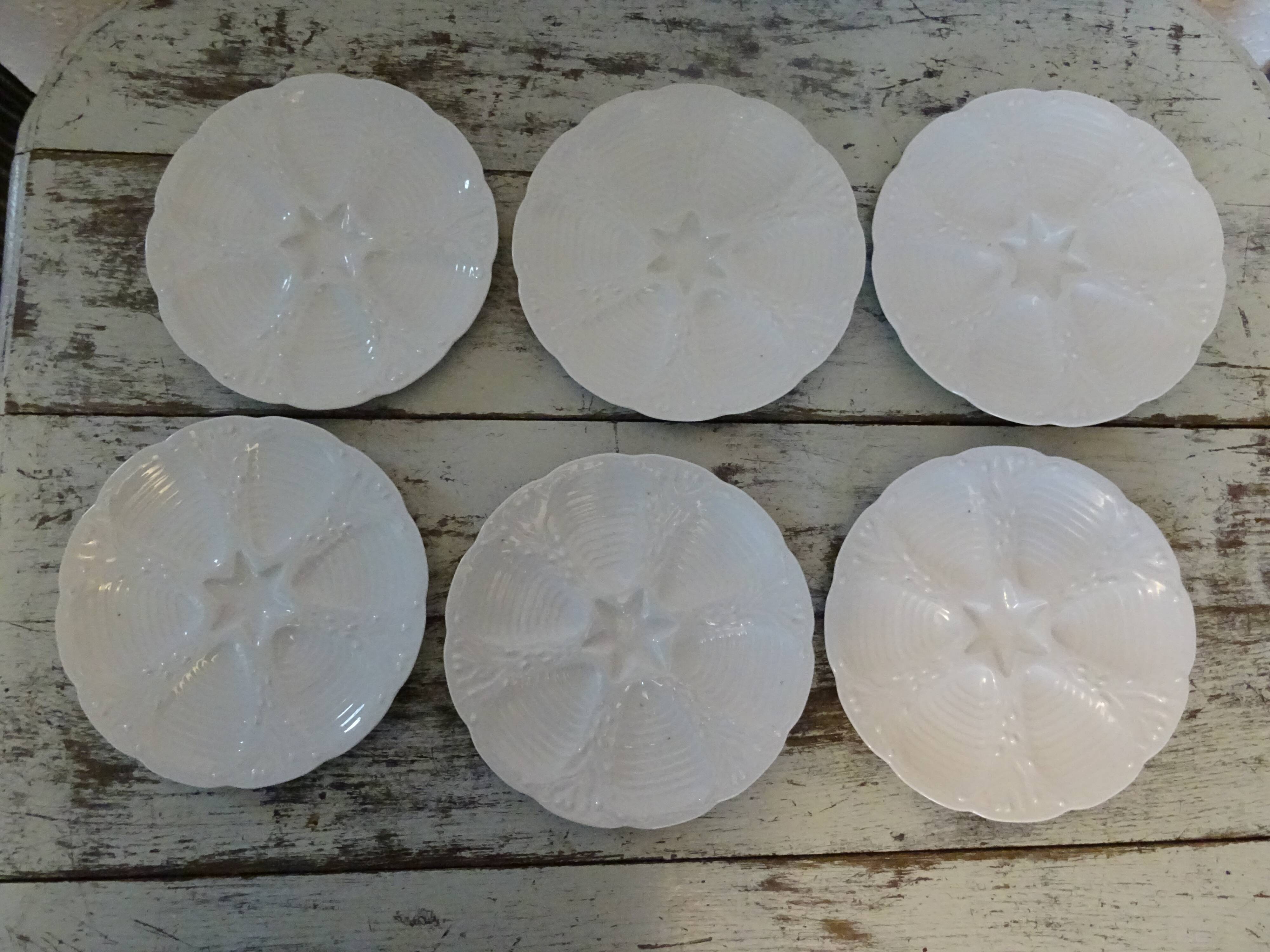 6 oyster plates 30123 porcelain white cnp france