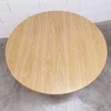 Danish ensemble transformable table 114 cm / 154 + 4 modernist chairs from the 1970s