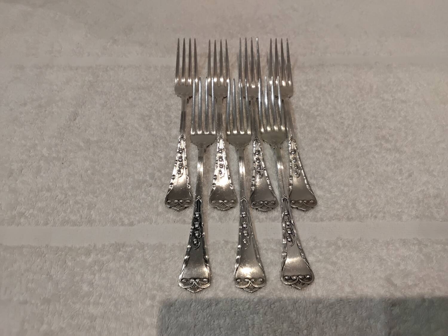 7 forks 800 silver Swiss goldsmith Jezler model Muguet