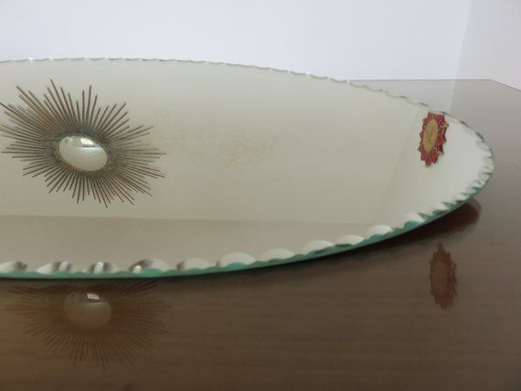 Beveled oval mirror 50s 60s 40x20cm