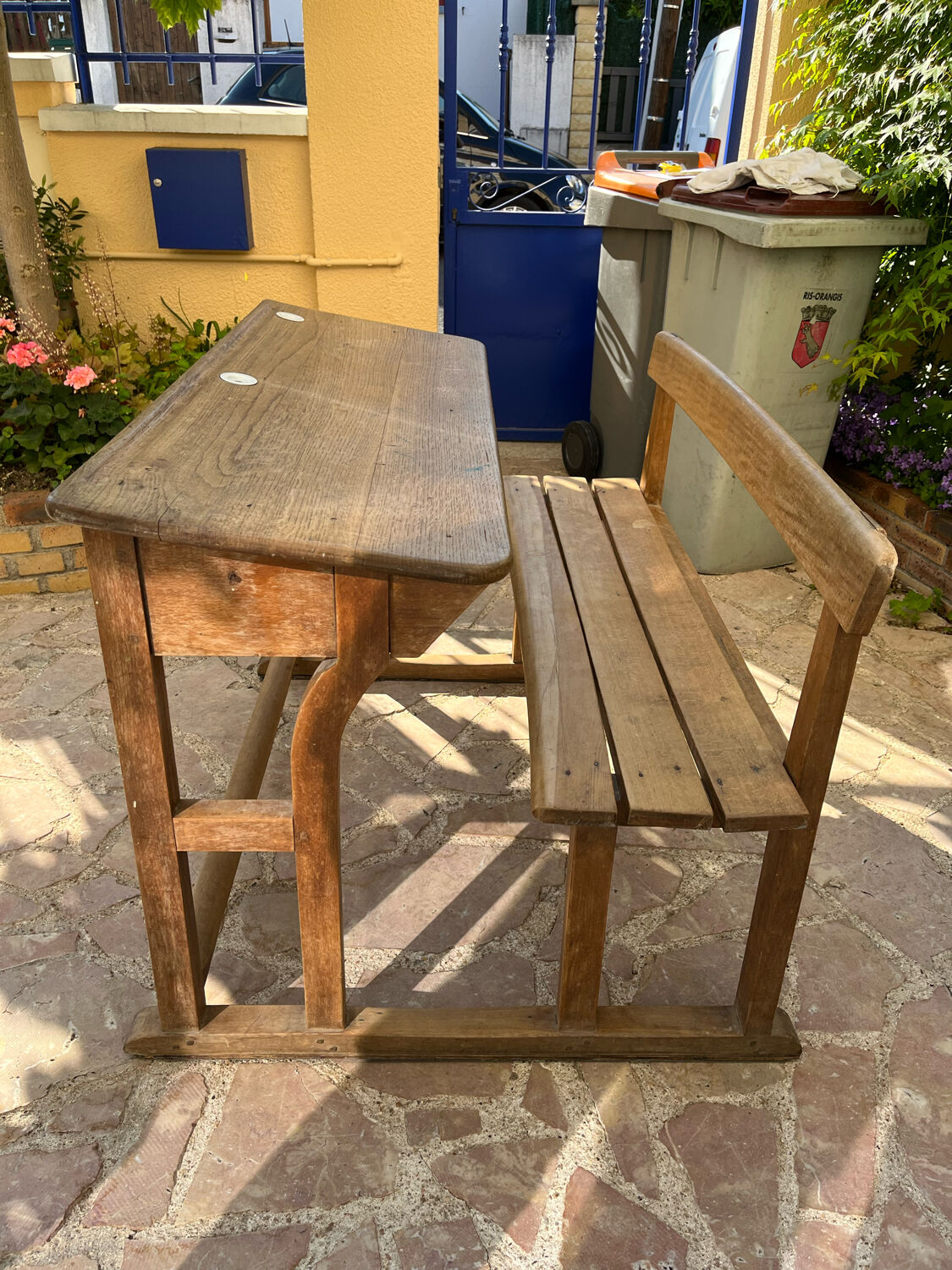 Old wooden schoolboy desk