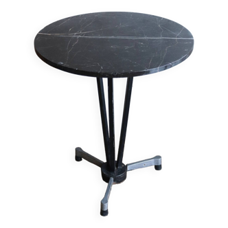 Round bistro table in black marble from the 1950s