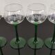 4 Vintage Alsace Wine Glasses with green feet floral decorations