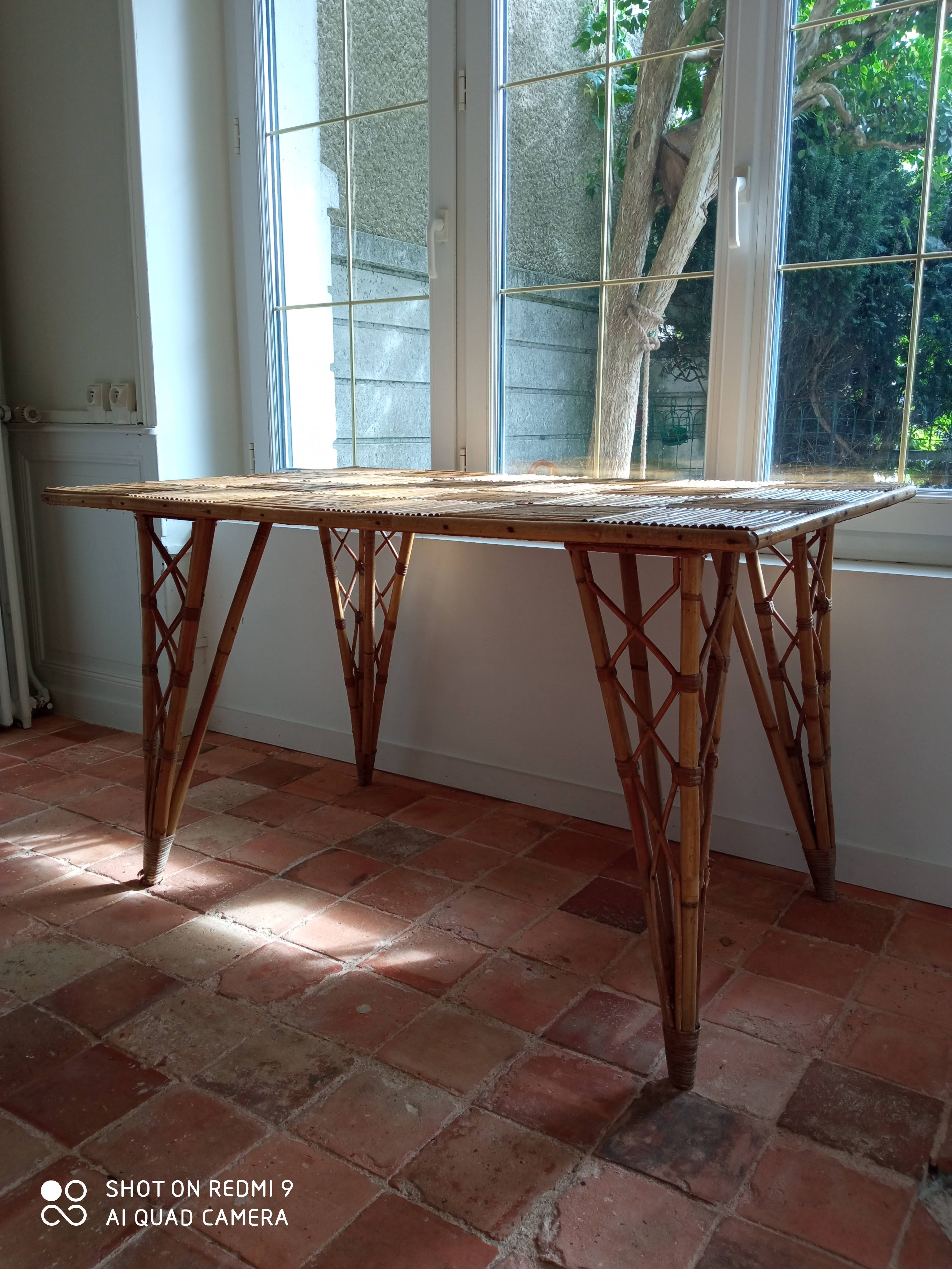 Vintage rattan dining table