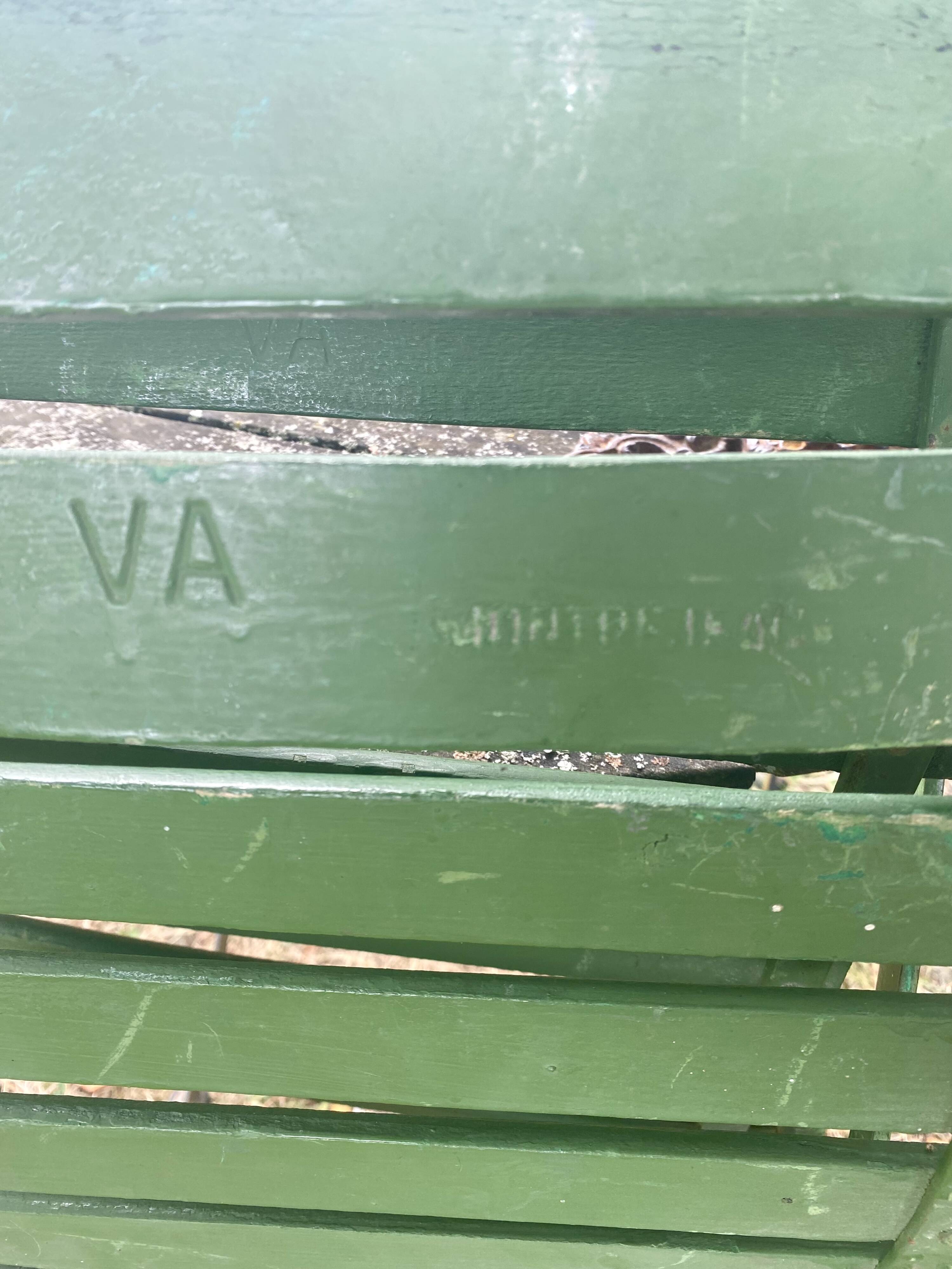 Antique folding garden chairs with wooden slats