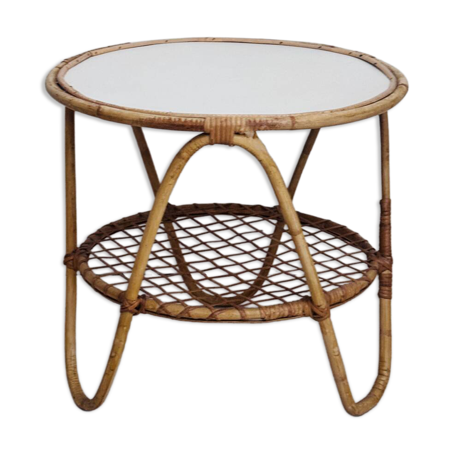 Table en rotin vintage des années 60