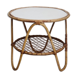 table en rotin vintage