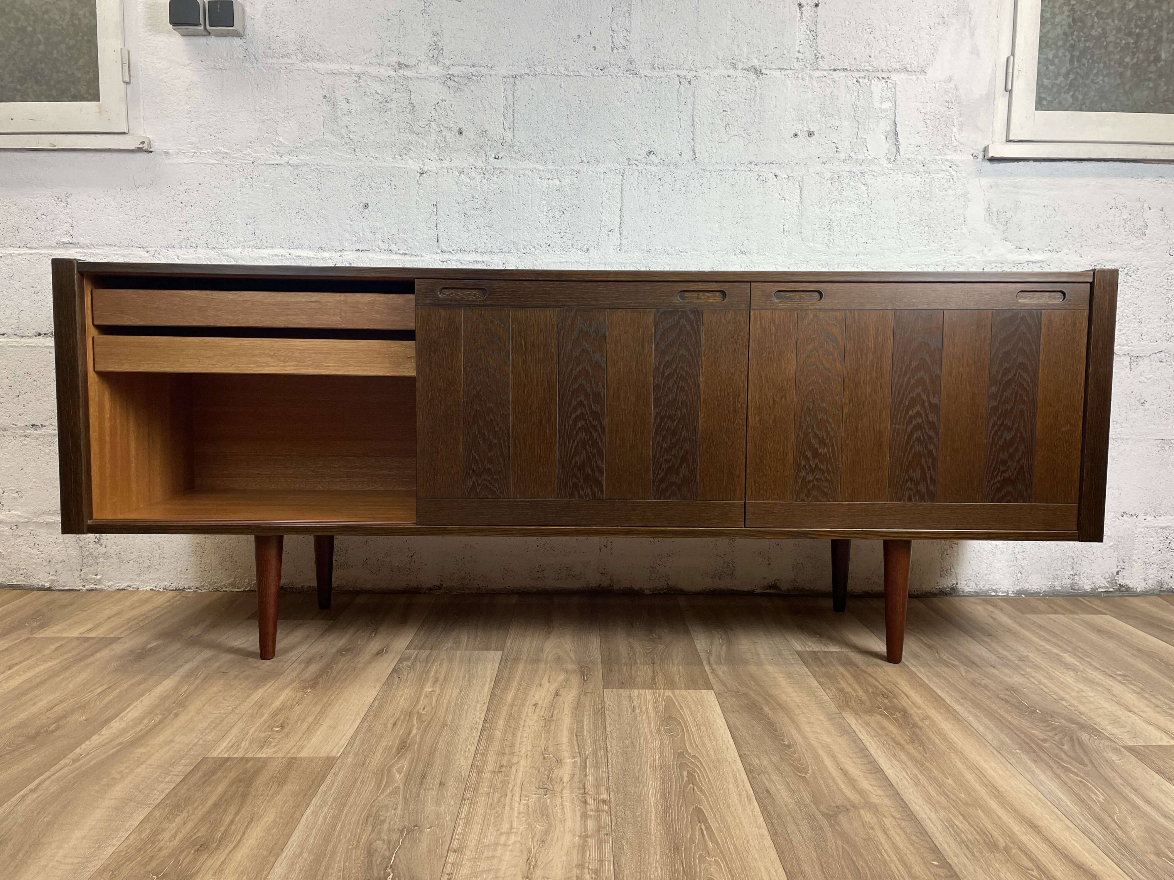 Large vintage Scandinavian sideboard in stained oak by Skovby, 1960s