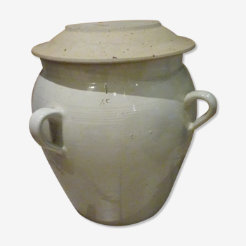 Grease pot in glazed stoneware