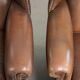 Set of 2 cow leather wingback armchairs in English style