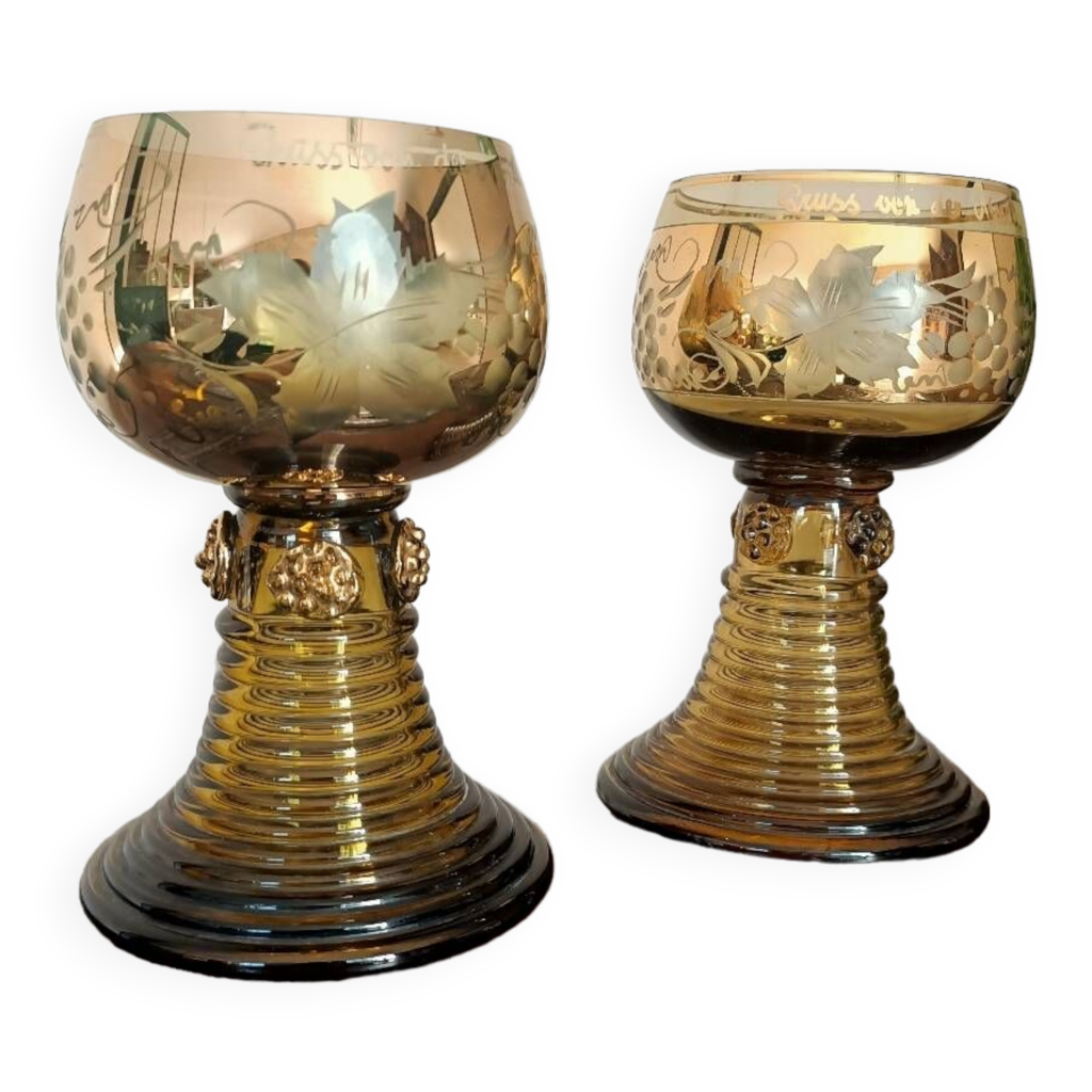 ST LOUIS 1 ANCIEN VERRE A VIN DU RHIN ROEMER EN CRISTAL VERT ht 16,5 cm EUR 40,00 - FR