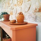 Antique showcase, cupboard, glass cabinet, wood and terracotta, Parisian format