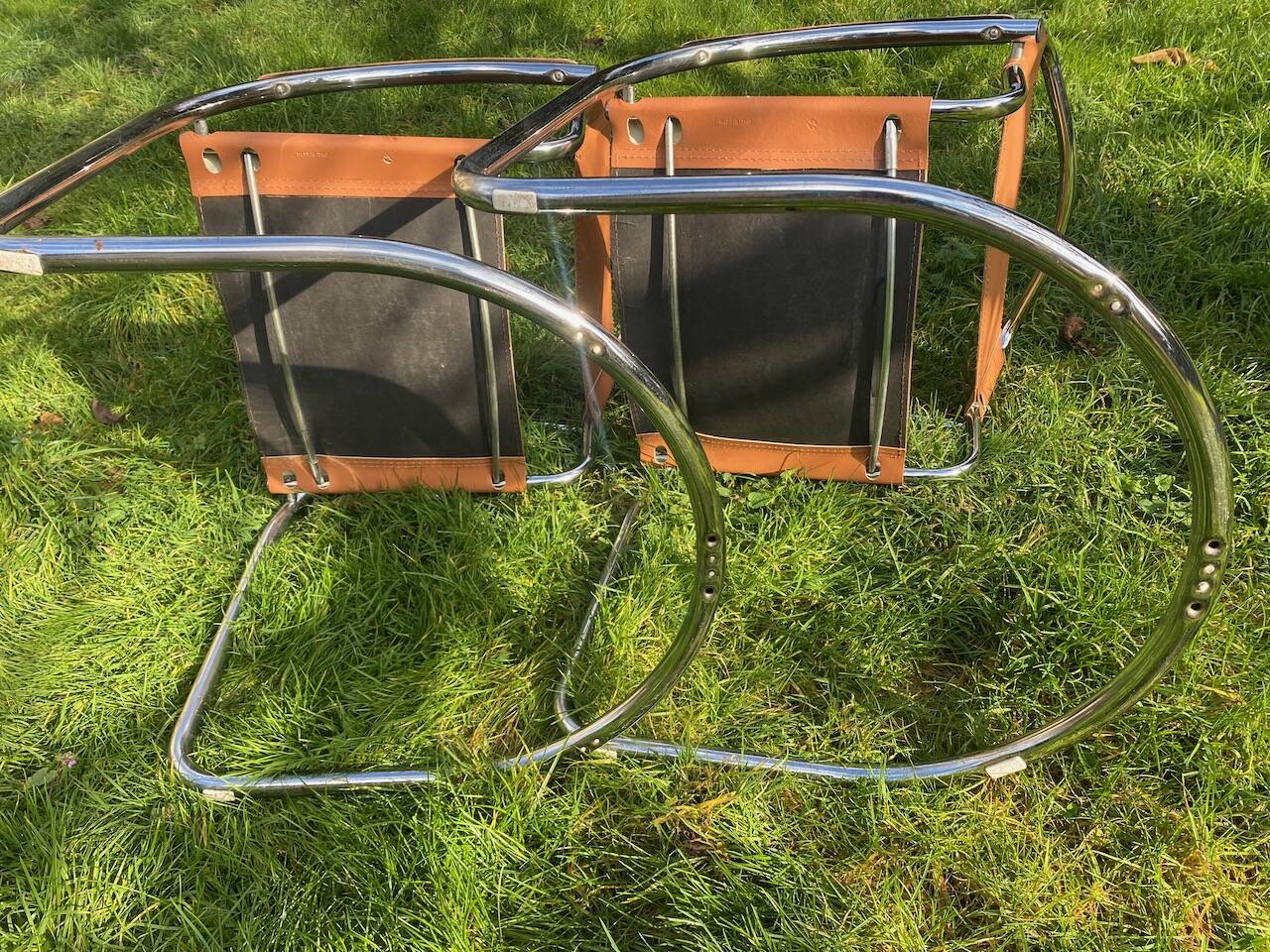 Pair of chrome armchairs, vintage circa 70
