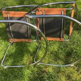 Pair of chrome armchairs, vintage circa 70