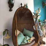 Natural rattan egg to hang